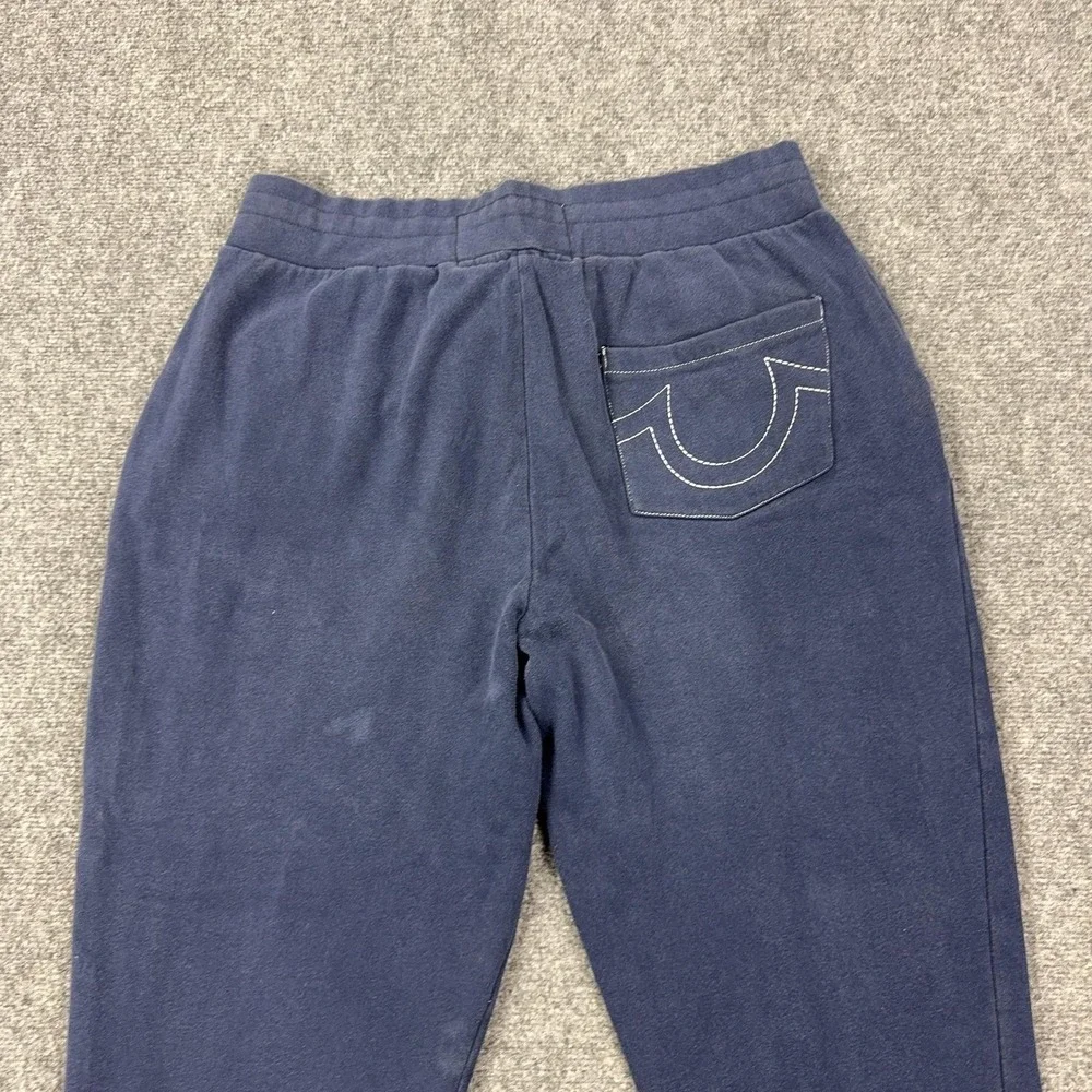 True Religion Sweatpants Mens Large Blue‎ Fleece Joggers Elastic Waist Pockets